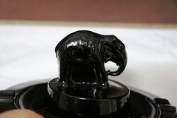 Art Deco  Black Depression Glass Elephant Figural Ashtray