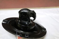 Art Deco  Black Depression Glass Elephant Figural Ashtray