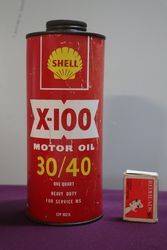 Australian Shell One Quart X100 Motor Oil Tin 