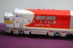 Battery Operated Vintage Santa Fe Train Toy Cragstan Tootin Chugging Locomotive