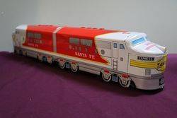 Battery Operated Vintage Santa Fe Train Toy Cragstan Tootin Chugging Locomotive