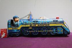 Battery Operated  Vintage Tin Litho Blue Mountain  3964 Train Japan