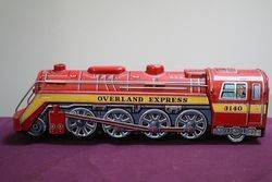 Battery Operated  Vintage Tin Litho Overland Express #3140 Train Engine