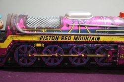 Battery Operated  Vintage Tin Litho Piston Red Mountain 4191