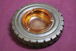 Bergougnan Amber Glass Tyre Ashtray 