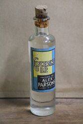 Bottle Of Alex Parsons Glycerine B.P. 