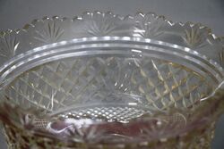 C19th Antique Lead Glass Diamond Cut Footed Bowl 