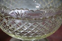 C19th Antique Lead Glass Diamond Cut Footed Bowl 