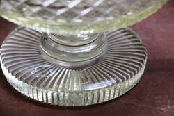 C19th Antique Lead Glass Diamond Cut Footed Bowl 