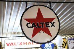 CALTEX Round Double Sided Enamel Advertising Sign 