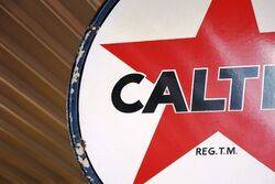 CALTEX Round Double Sided Enamel Advertising Sign 