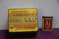 COL. B.Morris & Sons Gold Leaf Honey Dew Tobacco Tin 