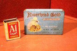 COL. Vintage Riverhead Gold Pictorial Cig Tin.