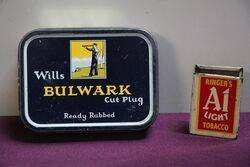 COL Wills Bulwark Cut Plug Tobacco Tin 