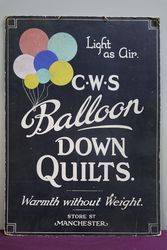 C.W.S Balloon Down Quilts Cardboard Advertising Sign