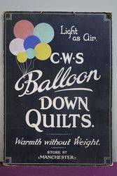 CWS Balloon Down Quilts Cardboard Advertising Sign