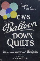 CWS Balloon Down Quilts Cardboard Advertising Sign