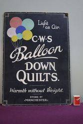 CWS Balloon Down Quilts Cardboard Advertising Sign