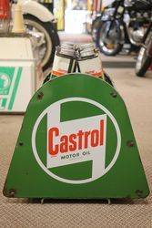 Castrol Motor Oil Forecourt Basket Rack With Enamel Signs To Each End 