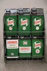 Castrol Motor Oil Forecourt Basket Rack With Enamel Signs To Each End 
