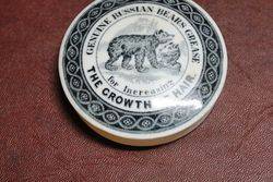 Ceramic Russian Bears Grease Pot Lid