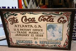 Classic 1970and39s C0ca Cola Co Framed Mirror 