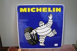 Classic Michelin Bibendum Pictorial Enamel Adv Sign 