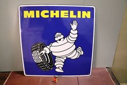 Classic Michelin Bibendum Pictorial Enamel Adv Sign 
