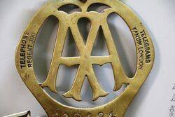 Early Brass AA Badge Bar Car Badge