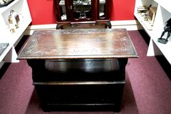Early C20th Carved Oak Monks Bench 