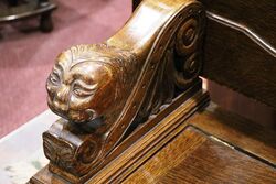 Early C20th English Carved Oak Monk Bench 