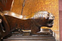 Early C20th English Carved Oak Monks Bench 