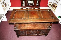 Early C20th English Carved Oak Monks Bench 
