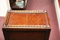 Early C20th English Oak Sliding Opening Top Sewing Box