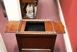 Early C20th English Oak Sliding Opening Top Sewing Box