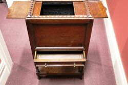 Early C20th English Oak Sliding Opening Top Sewing Box
