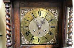 Early C20th Oak Brass Face Grandmother Clock 