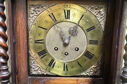 Early C20th Oak Brass Face Grandmother Clock 