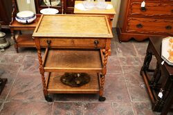 Early C20th Oak Cutlery CanteenTea Trolley 