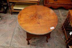 Early C20th Walnut Round Top Sewing Table. #