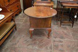 Early C20th Walnut Round Top Sewing Table 