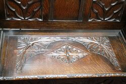 Early C20th Well Carved Oak Monks Bench 