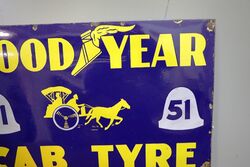 Early Good Year Cab Tyre Pictorial Enamel Sign 