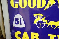 Early Good Year Cab Tyre Pictorial Enamel Sign 