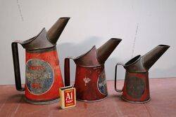 Early Priceand39s Graduated Set of 3 Motorine Oil Pourer Jugs