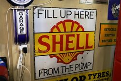 Early Shell Fill Up Here From The Pump Enamel Sign 