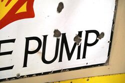 Early Shell Fill Up Here From The Pump Enamel Sign 