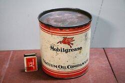 Early Vacuum Mobilgrease 5lb Grease Tin. Early Vacuum Mobilgrease 5lb Grease Tin.