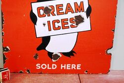 Early Vintage Cremier Cream Ices Pictorial Enamel Sign 