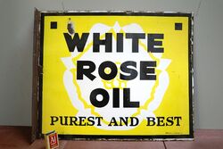 Early Vintage White Rose Oil Double Sided Adv Sign 